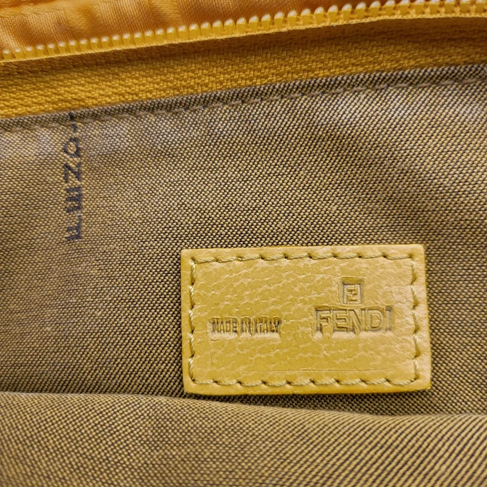 Fendi Yellow Zucca Tessuto palmati Baguette Shoulder Handbag..Authentic w/COA. - Picture 9 of 15